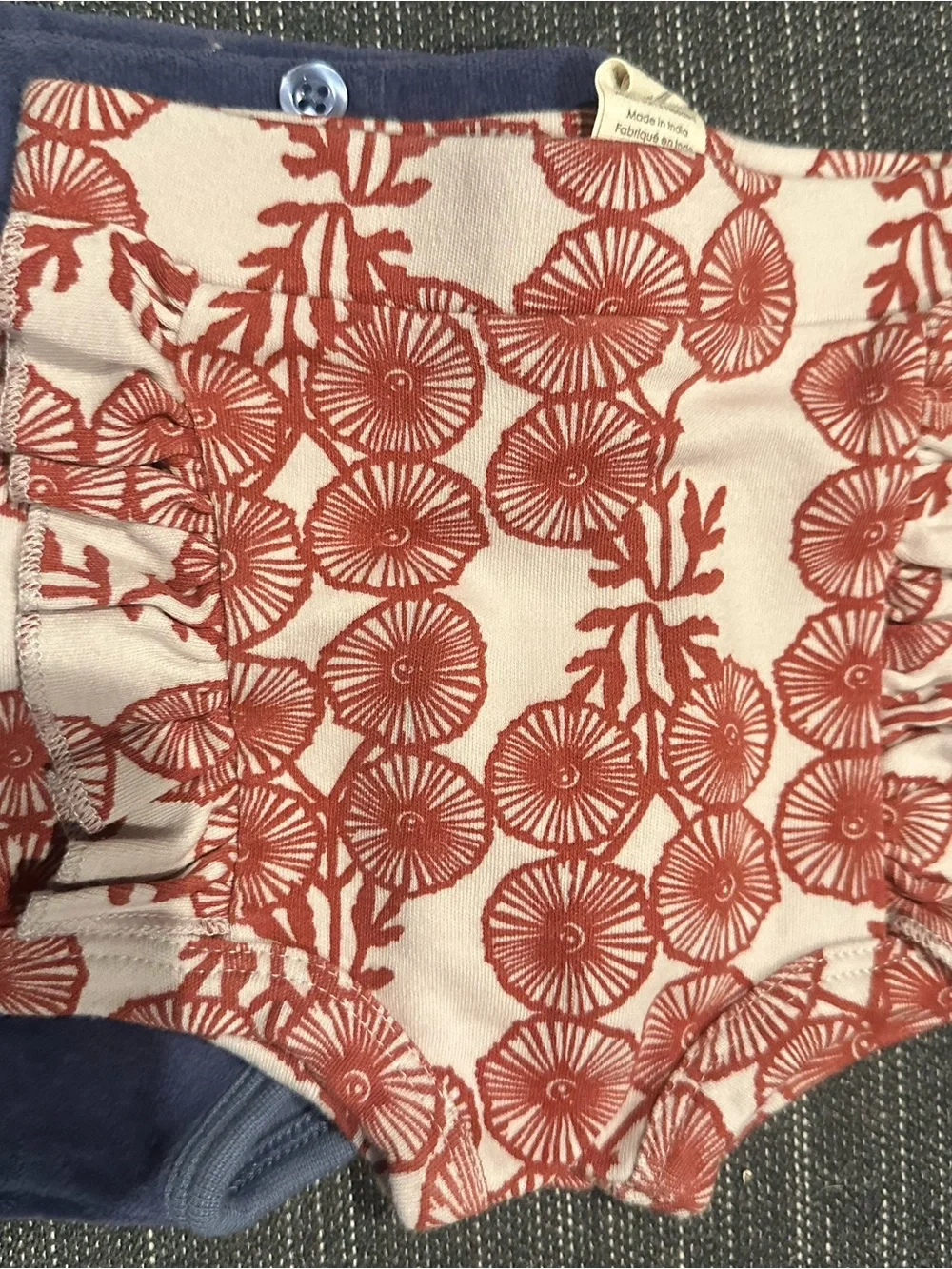 Kate Quinn Kids Button-Front Diaper Covers in Blue and Rust Floral